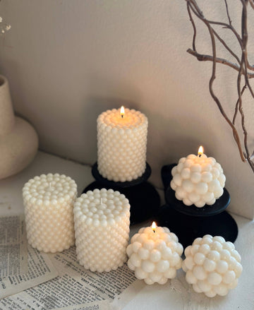 Bubbles Candle: Rose / Tall Bubble Cylinder