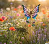 Enameled Metal Stake - Butterfly - Weatherproof: Multi-Colored