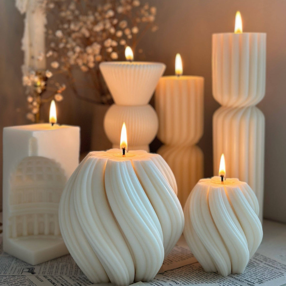 Twisted Ribbed Candle: Large