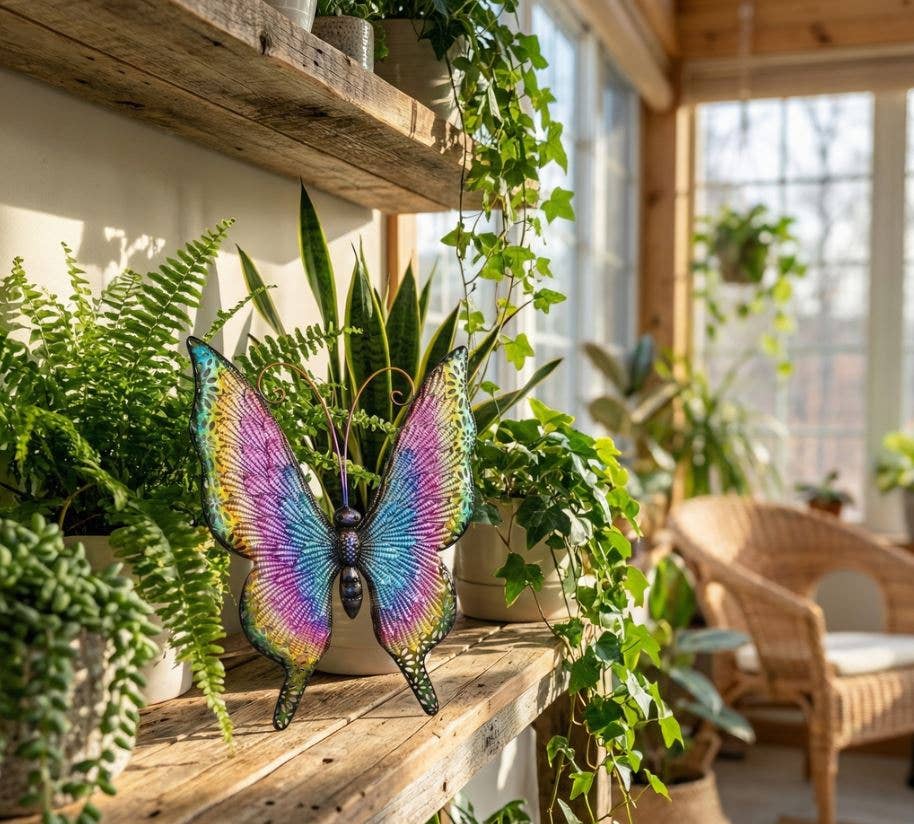 Colorful Metal Butterfly Wall Plaque Multi-Color
