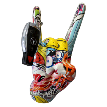 Street Art Rock On Hand Wall Mount - 9" tall