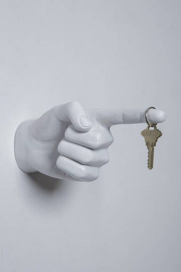 One Finger Hand Wall Mounted hook sculpture - 8" long
