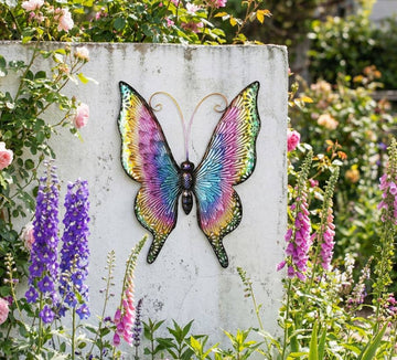 Colorful Metal Butterfly Wall Plaque Multi-Color