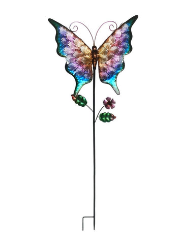 Enameled Metal Stake - Butterfly - Weatherproof: Multi-Colored